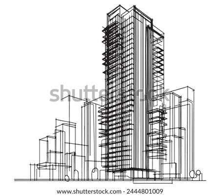Similar – Image, Stock Photo High-rise building in the reflection of a construction container in Berlin