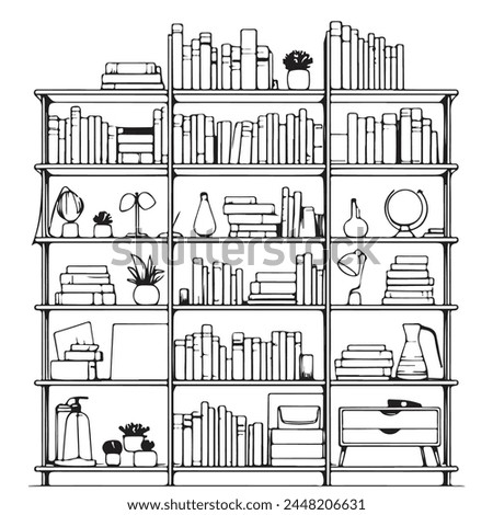 Books are on the shelf one line art. Continuous line drawing of book, library, education, school, study