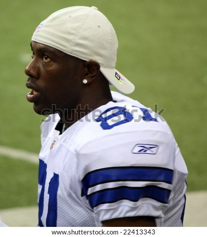 DALLAS - DEC 14: Taken in Texas Stadium on Sunday, December 14, 2008. Dallas Cowboys receiver Terrell Owens on the sideline during a game with the NY Giants.