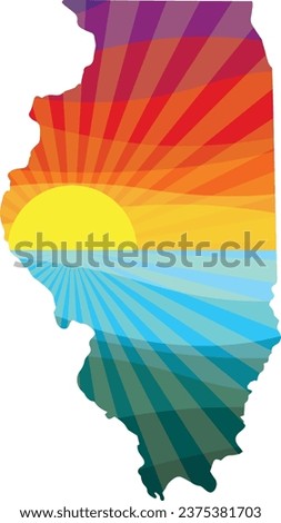 Colorful Sunset Outline of Illinois Vector Graphic Illustration Icon