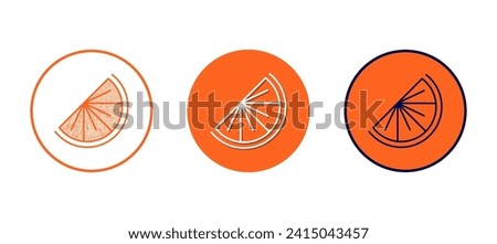 Set of orange slice outline simple icons. Three different linear style spice logotypes. Coffee, tea, lemonade drink with spices symbol. Design elements for packaging, menu, labels
