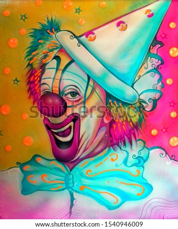  Circus Clown  portrait  . Cubism illustration                                       