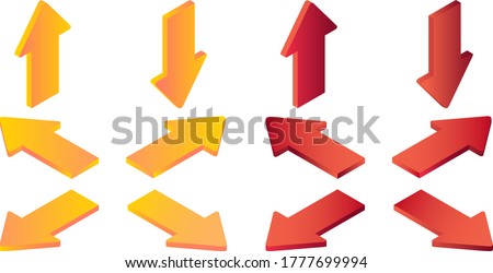 A set of isometric color arrows in different angles.A set of three-dimensional icons isolated on a white background.3D objects.Vector illustration for web site banners ads and design elements.