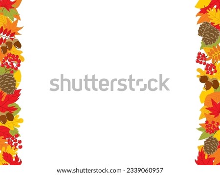 Hand-painted banner frame with autumn leaves and nuts in 4:3 ratio.