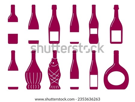 Wine bottle silhouette of various shapes
