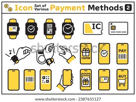 Simple icon set of various payment methods. Vector data is not converted to outlines, so you can change the thickness.