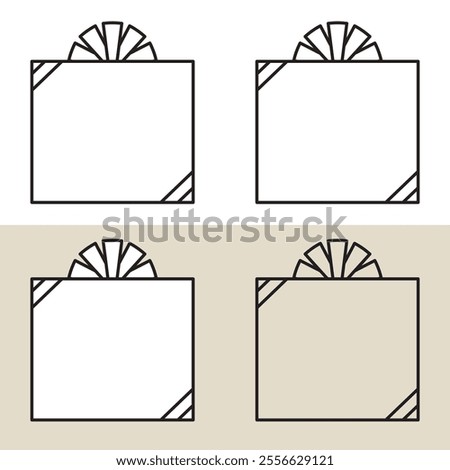 Simple frame illustrations of a gift box for Valentine's Day.