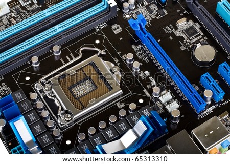 Typical new PC computer motherboard (socket 1156)