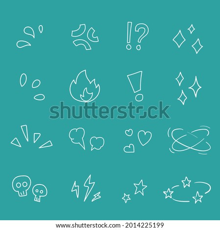 Collection of hand drawn cartoon style element, decorative brush stroke lines, , animation expressions effects Foto stock © 