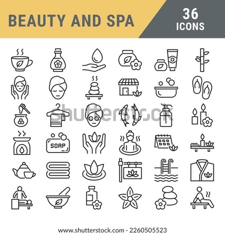 Beauty And Spa vector line icon set