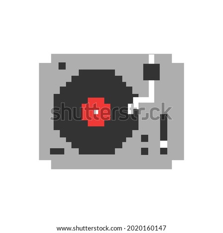 Plate music player on a white background. Picture of a player in pixel nose style.