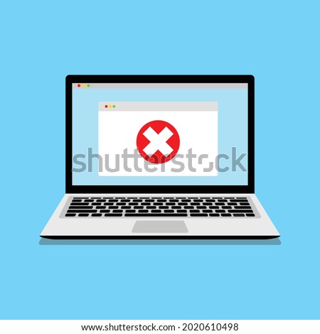 Notification. Laptop and error message. Computer message, warning concepts. Modern flat design graphic elements. Vector illustration