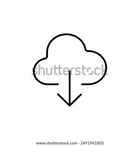 Cloud download icon. Download cloud arrow. Line style. Download cloud computing outline and filled vector sign. Download symbol