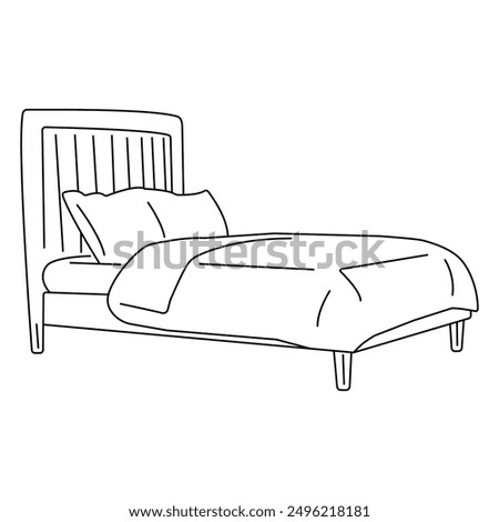 A bed of lines on a white background. Minimalistic image of a sleeping bed.