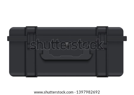 Protective Waterproof Plastic Case. Tool box and Safe Equipment Storage. Closed style. Vector Illustration isolated on white background.