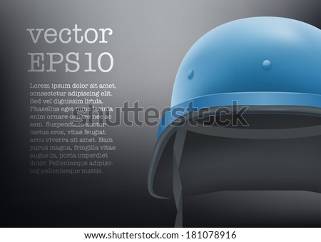 Background of helmet troops of United Nations. Vector illustration. Metallic army symbol of defense and protect. Isolated on white background. Editable.