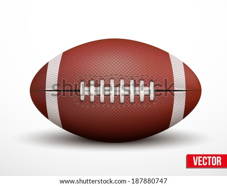 American Football ball isolated on a white background. Realistic Vector Illustration. Rugby sport.