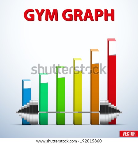 Sport Background of bodybuilding barbell and diagram achieving. Vector Illustration.