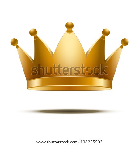Gold Classic Royal Crown. Isolated On White Background. Bitmap Copy ...