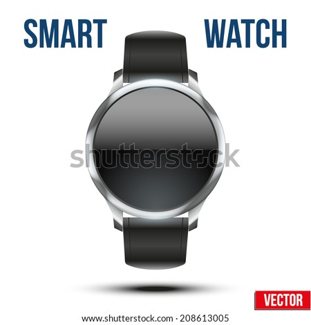 Design example wrist smart watch with empty round display. Vector Illustration on white background.