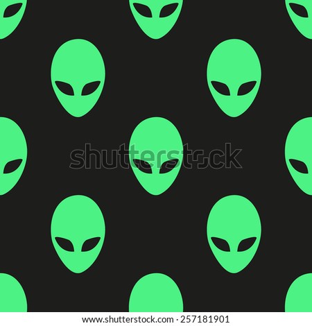 Universal vector icons alien heads seamless patterns tiling. 