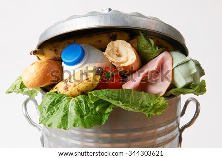 Fresh Food In Garbage Can To Illustrate Waste Photo stock © 