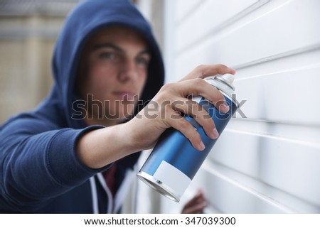 Similar – Image, Stock Photo Graffiti sprayed garage door of a prefabricated garage