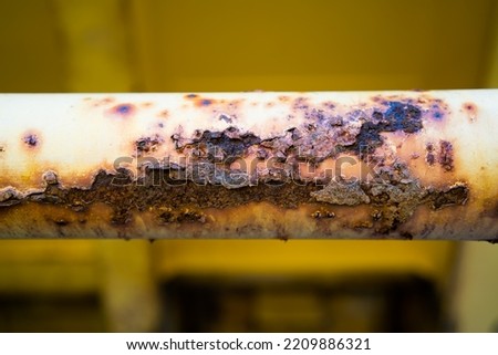 Close-up of corroded steel pipe, corrosion of steel, general corrosion, offshore petroleum pipelines. Stock foto © 
