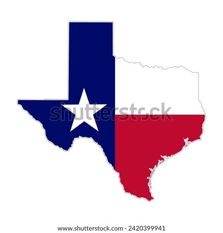 Texas map icon with flag isolated on white background.. Vector illustration. 