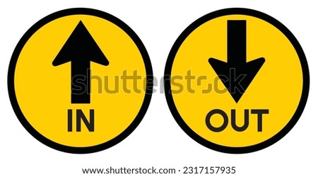 Yellow in out sign isolated on vhite background