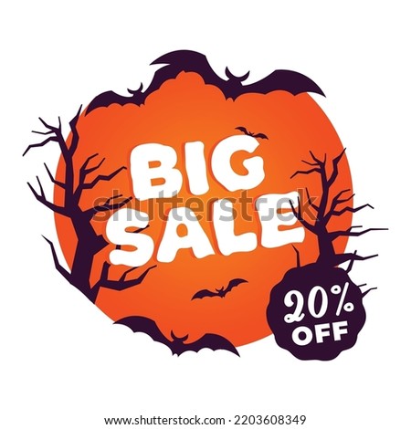 Halloween Sale Design Banner. Up to 20% percentage off Sale. Discount offer price sign. 
Special offer symbol. Discount tag badge  Special Offer Label, 
Sticker, Tag, Banner, Advertising, Badge, icon.