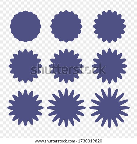 Set of badges - Big set of vector graphic circle frames for design. Circle wave line and wavy zigzag pattern lines. Vector blue outlines, round curvy squiggles