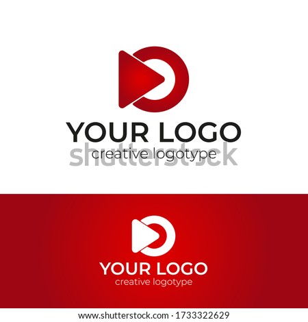 o and play button logo design creative and minimal logotype vector