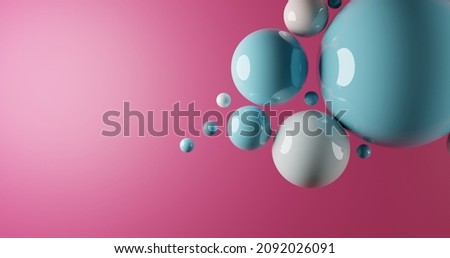 Similar – Image, Stock Photo Floating suspended pastel tone balls in pink background.3D render glossy spheres.Pastel colours pantone. Abstract background. Science physics nano rendering balls modern art pop.Copy space space