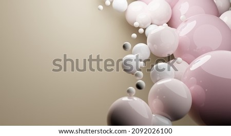 Similar – Image, Stock Photo Floating suspended pastel tone balls in pink background.3D render glossy spheres.Pastel colours pantone. Abstract background. Science physics nano rendering balls modern art pop.Copy space space