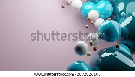 Similar – Image, Stock Photo Floating suspended pastel tone balls in pink background.3D render glossy spheres.Pastel colours pantone. Abstract background. Science physics nano rendering balls modern art pop.Copy space space