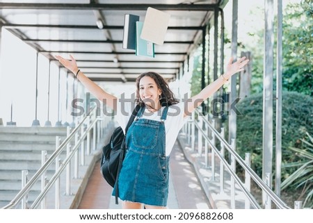 Similar – Image, Stock Photo University entry Portrait of a Smart Beautiful arab Girl Holding Study Text Books Smiling Looking at the Camera. Authentic Student has a lot to study and read, for Class Assignment, Exams Preparation