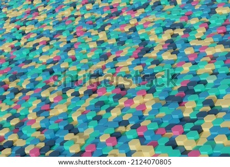 Similar – Image, Stock Photo Hexagonal creamy pattern wallpaper 3d render, abstract background, pastel tones toy, geometric shapes, simple mockup, minimal design elements, Color palette soft colors tones