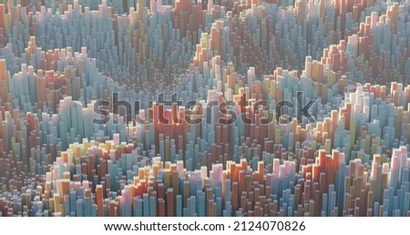 Image, Stock Photo Massive colorful cube pattern floors uneven raised with holes 3d illustration. Abstract Architecture Background. Simple abstract geometry with displaced cubes