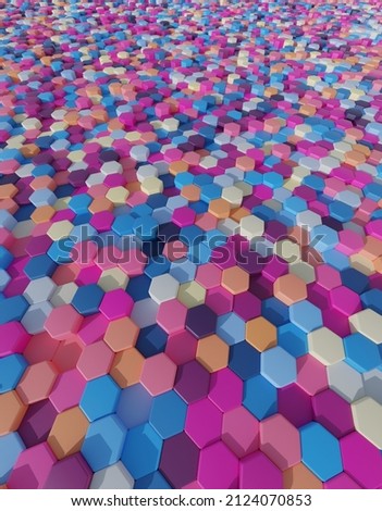 Similar – Image, Stock Photo Hexagonal creamy pattern wallpaper 3d render, abstract background, pastel tones toy, geometric shapes, simple mockup, minimal design elements, Color palette soft colors tones