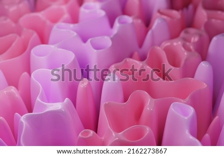 Similar – Image, Stock Photo Curvy wave band pink Surface. Modern Abstract 3D Background. 3D Render. Usable for Background, Wallpaper, Banner, Poster, Brochure, Card, Web, Presentation. modern geometric graphic design