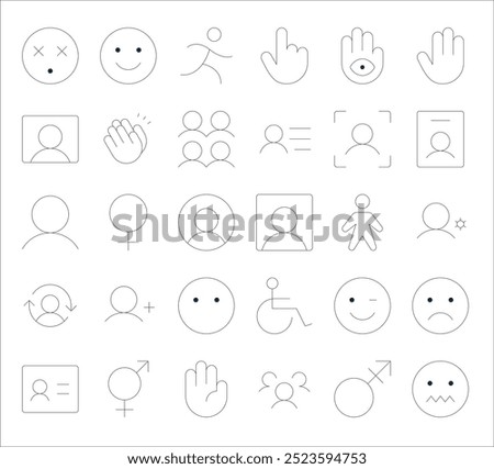 modern people icon pack. perfect for linear ui designs featuring vector nervous, transgender, user, palm, gender and more icons.