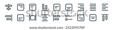 modern formating icon pack. perfect for linear ui designs featuring vector align, center align, right align, list, left, center and more icons for mobile and web apps.