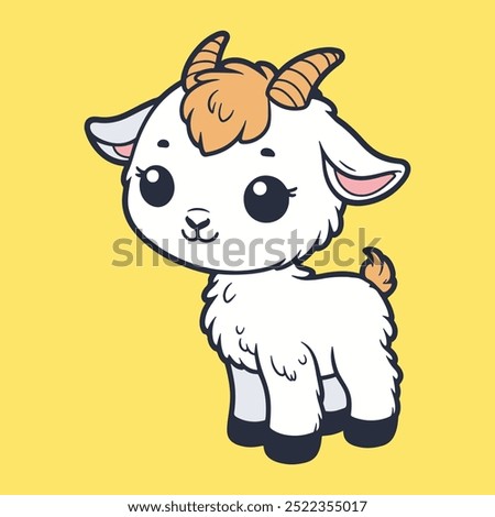 Cute white Goat illustration, Baby Goat design