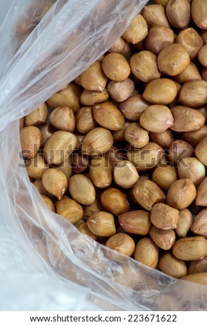 peanuts inside plastic bag
