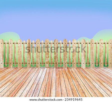 Wood slabs,fence arranged in perspective and abstract background.