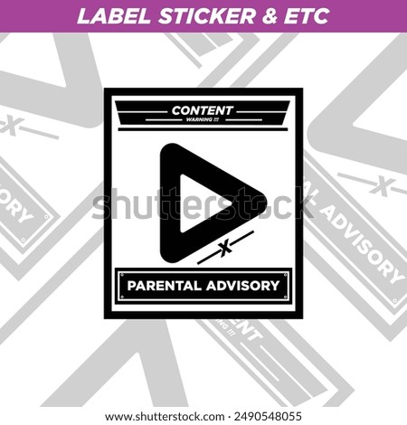 conten warning parental advisory labels of different shapes. Sticker shapes for design mockups. Holographic textured stickers for preview tags, labels. Vector illustration