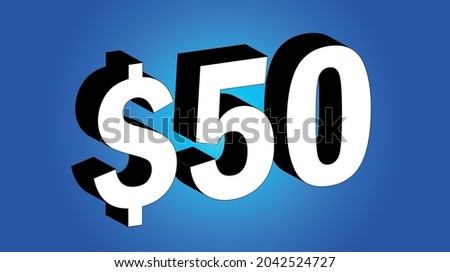 50 Dollar - $50 3D Blue Price Symbol Offer