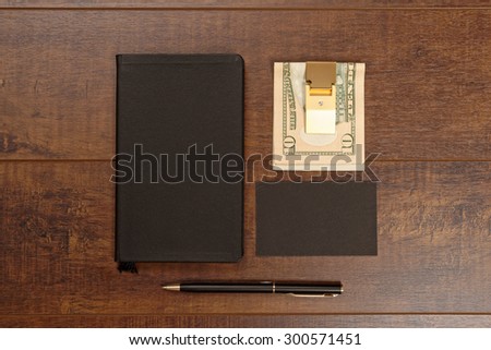 identity design, corporate templates, company style, blank business cards on a wooden background