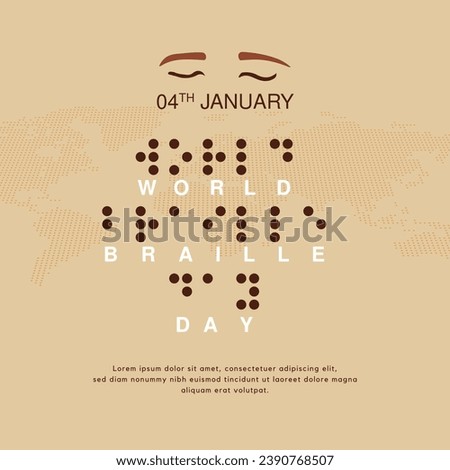 World Braille Day 4th January with braille alphabetic system illustration on isolated background